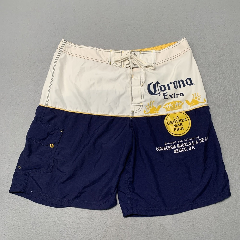 Corona Extra Boardshorts‎ Swim Trunk Shorts Drawstring Men's Size 38x9 EUC
